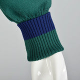 Chanel Boutique Autumn/Winter 1990/1991 Sweater Dress Green Navy Mini Long Sleeve with Tags