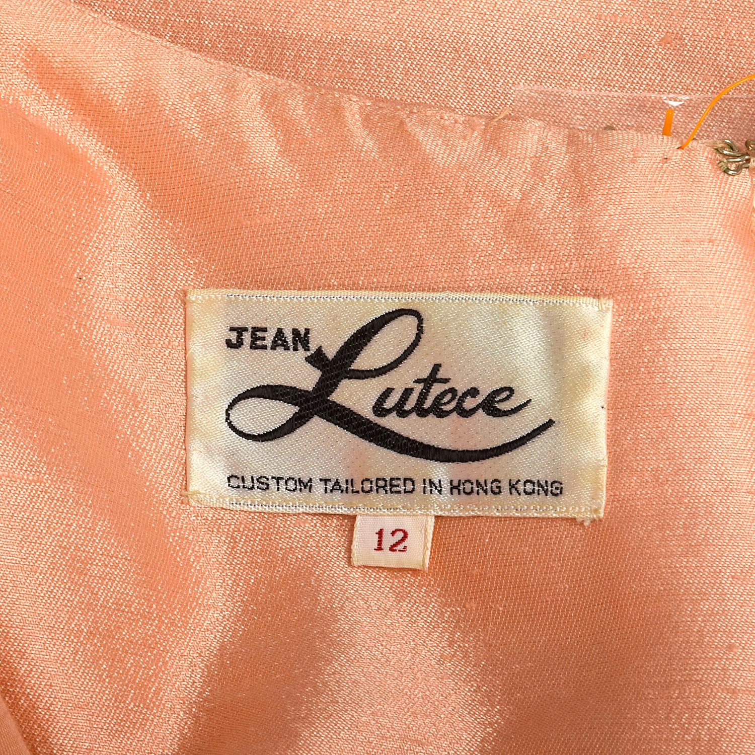 Large 1960s Peach Dress Deadstock Bead Embroidered Empire Waist Babydoll