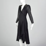 1980s Casadei Black Wrap Dress