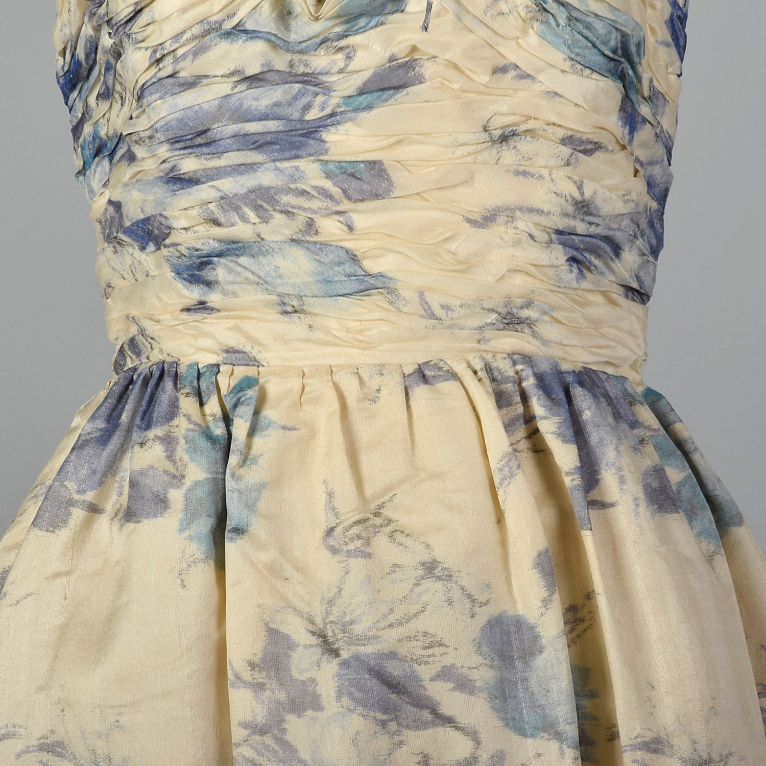 XS 1950s French Floral Cocktail Dress