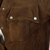 XXS 1970s Brown Suede Leather Top and Pants Set