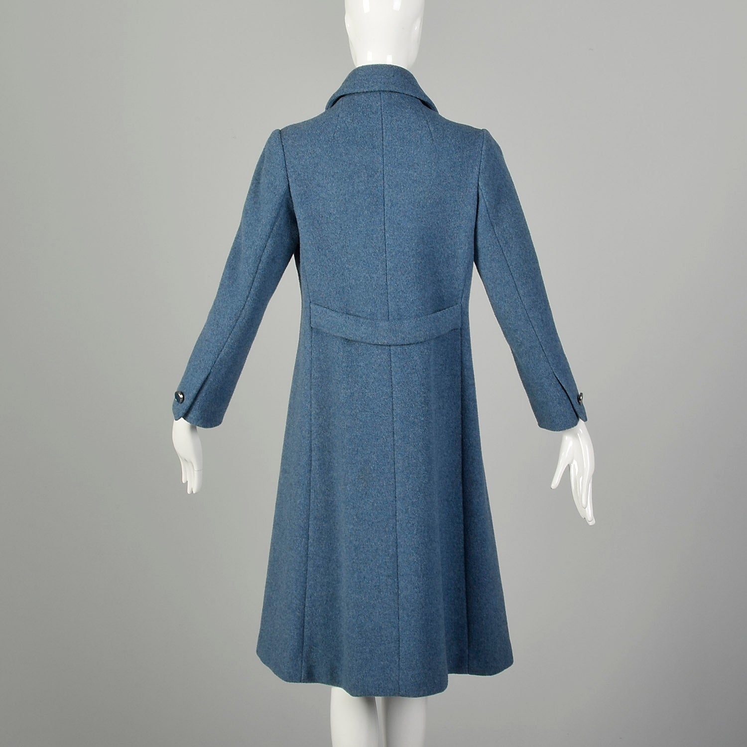 Small 1960s Coat Blue Wool Military Double Breasted Winter Vintage Outerwear