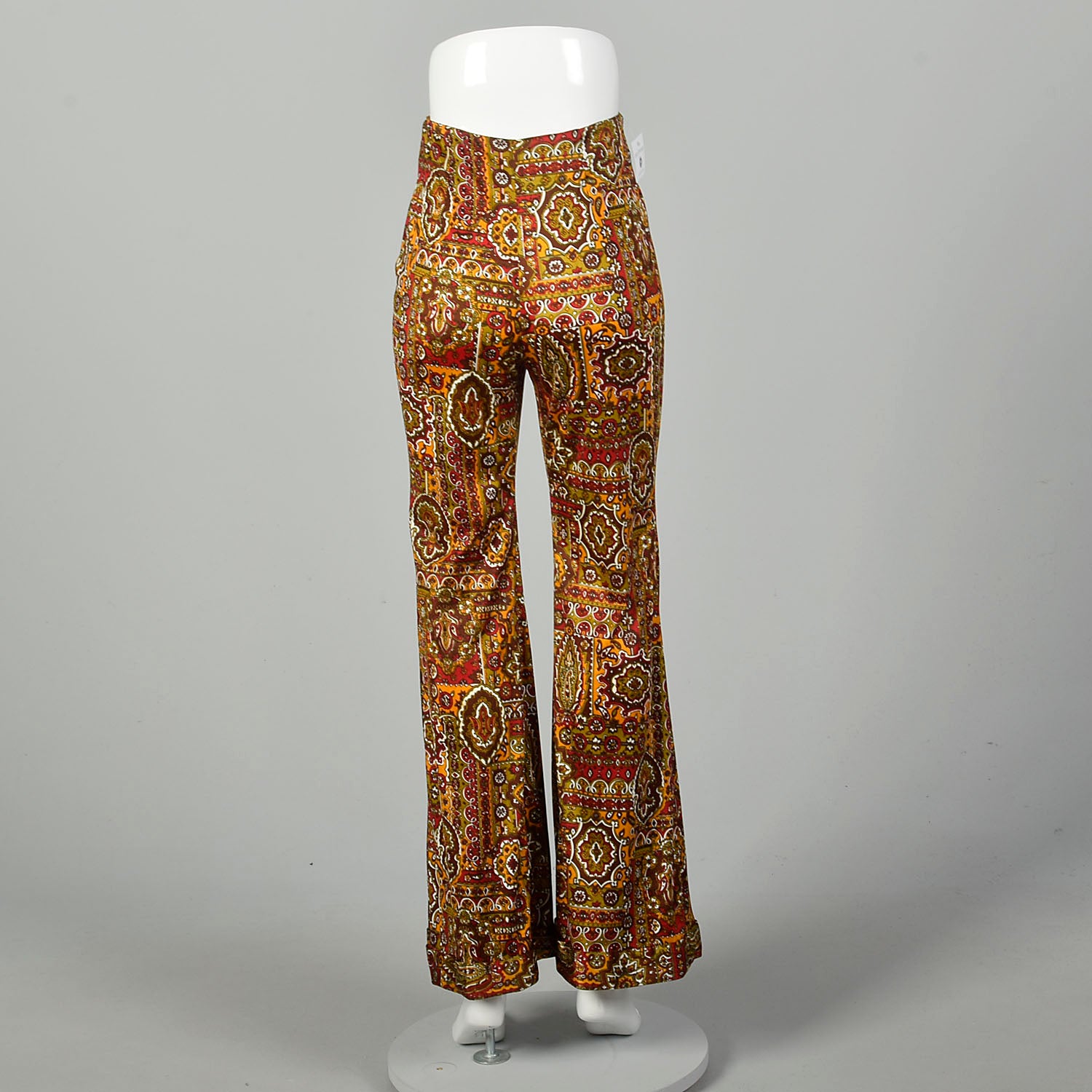 Small 1970s High Rise Pants Psychedelic Bohemian Bell Bottoms