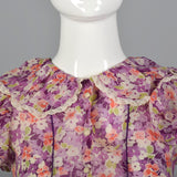 1930s Purple Day Dress in a Sheer Floral Print