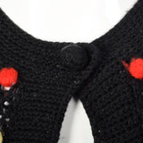 1960s Black Sweater with Multicolored Pom Poms