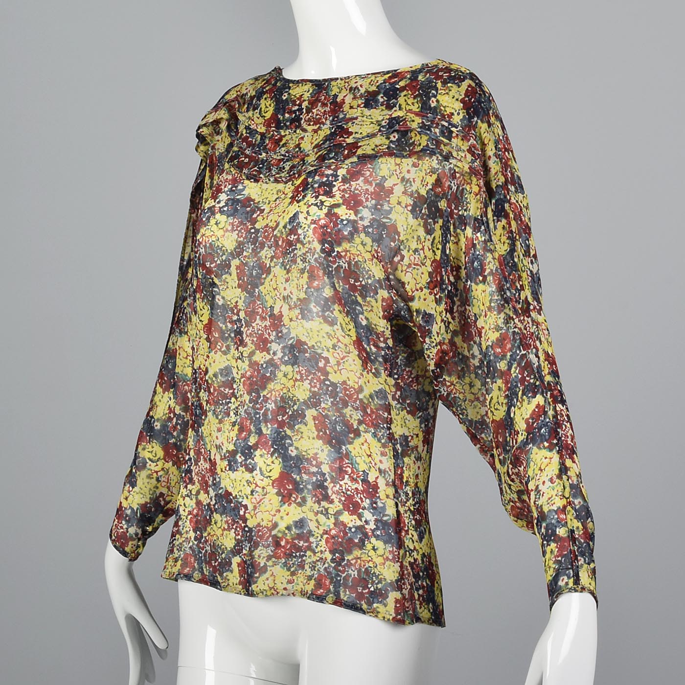 1980s Gianni Versace Sheer Bohemian Silk Blouse