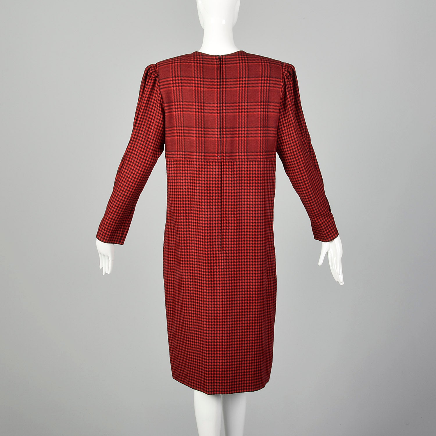 Medium-Large Adele Simpson Red Plaid 1980s Dress