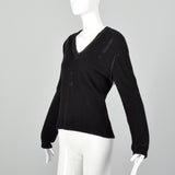 Medium 1990s Giorgio Sant'Angelo Black Cashmere Beaded Sweater