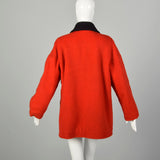 Large 1960s Hudson Bay Coat Red Wool Vintage Winter Outerwear Faux Shearling