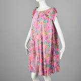 1960s Lucie Ann Wrap Robe in Pink Floral Print