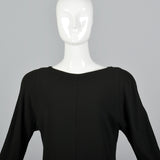 1980s Jean Muir Dark Green Wool Shift Dress with Long Sleeves