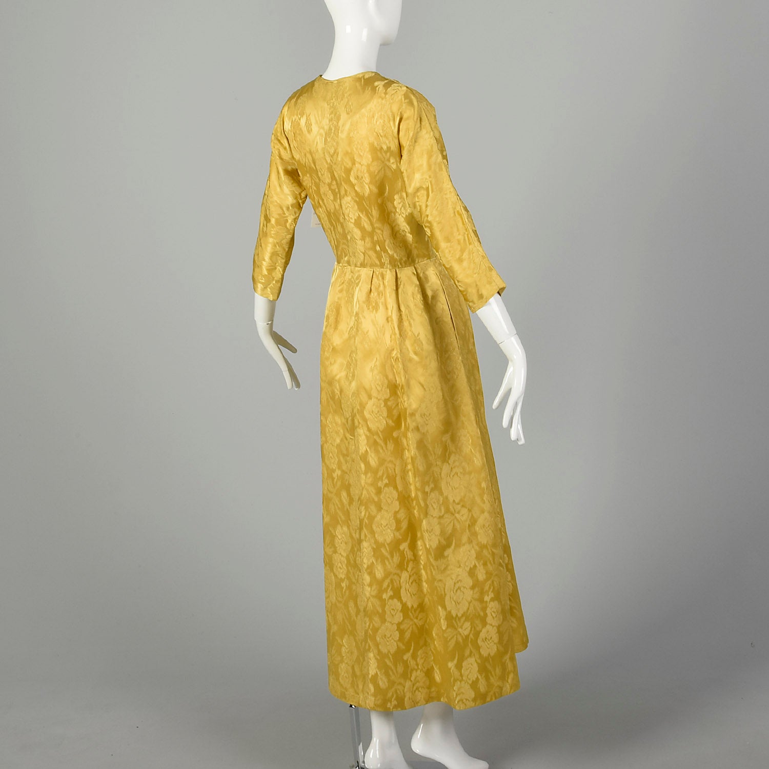 Medium 1960s Dress Gold Weave Brocade Maxi Casual Gown