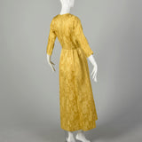 Medium 1960s Dress Gold Weave Brocade Maxi Casual Gown