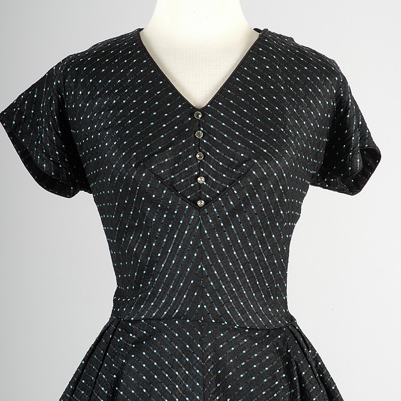 1950s Black Fit and Flare Party Dress