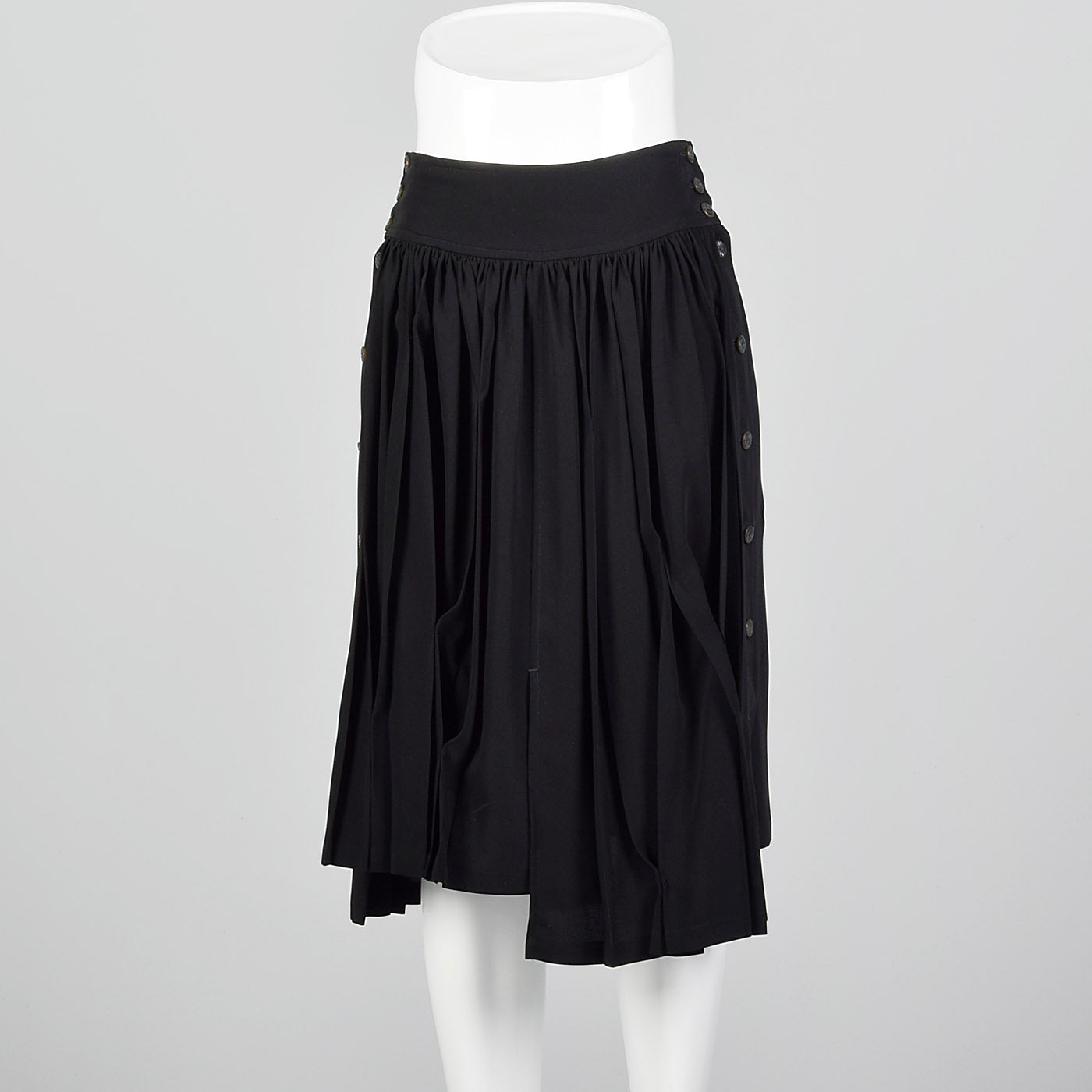 1990s Black Asymmetric Pleated Skirt