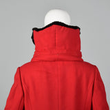 1960s Red Wool Coat with Sheared Fur Collar