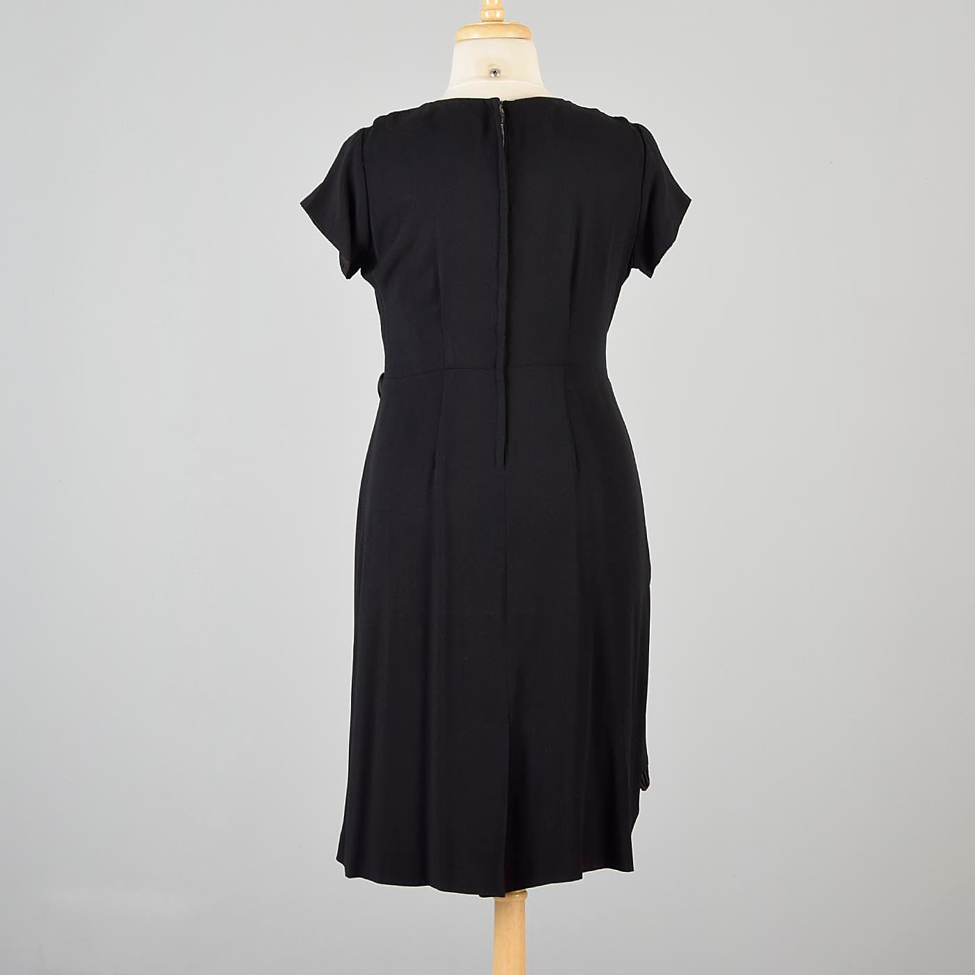 1960s Black Cocktail Dress with Faux Wrap Skirt