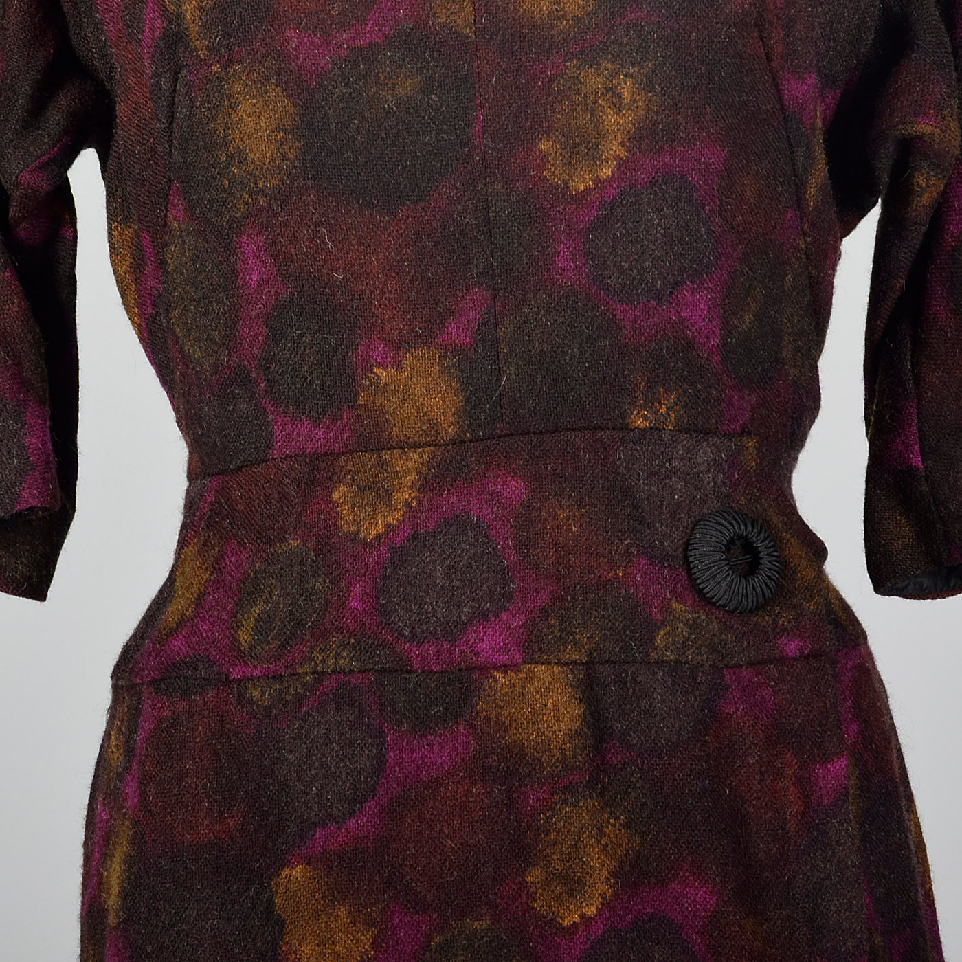 1950s Abstract Purple Print Dress