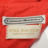 1990s Carolina Herrera Red Silk Dress with Wrap Skirt