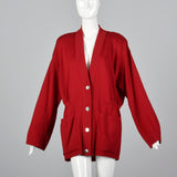 1980s Oversized Red Knit Cardigan