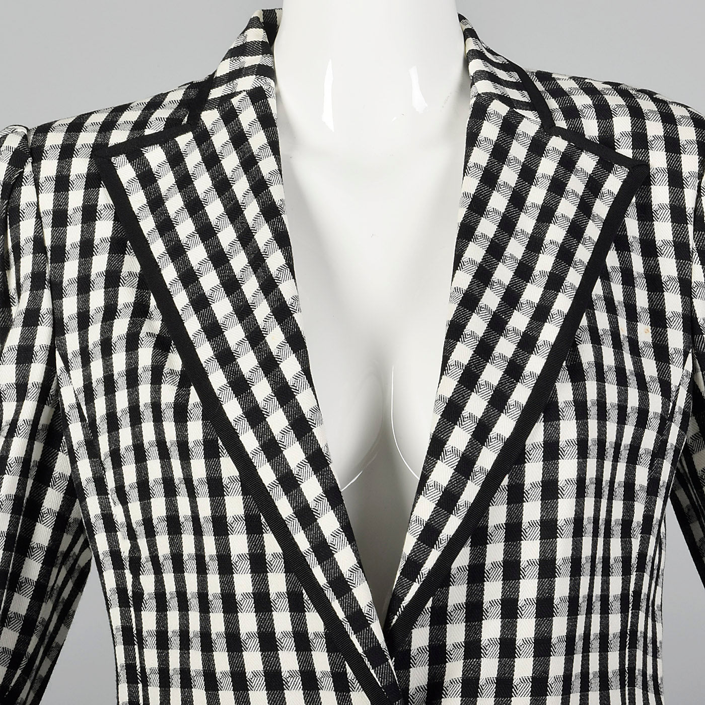 1980s Louis Feraud Black and White Checked Skirt Suit