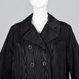 1960s Black Moire Double Breasted Coat