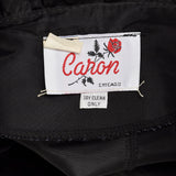 XS 1980s Black Taffeta Wrap Coat Lightweight with Ruffle Trim