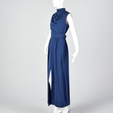 1970s Lilli Diamond Maxi Dress with Draped Neckline