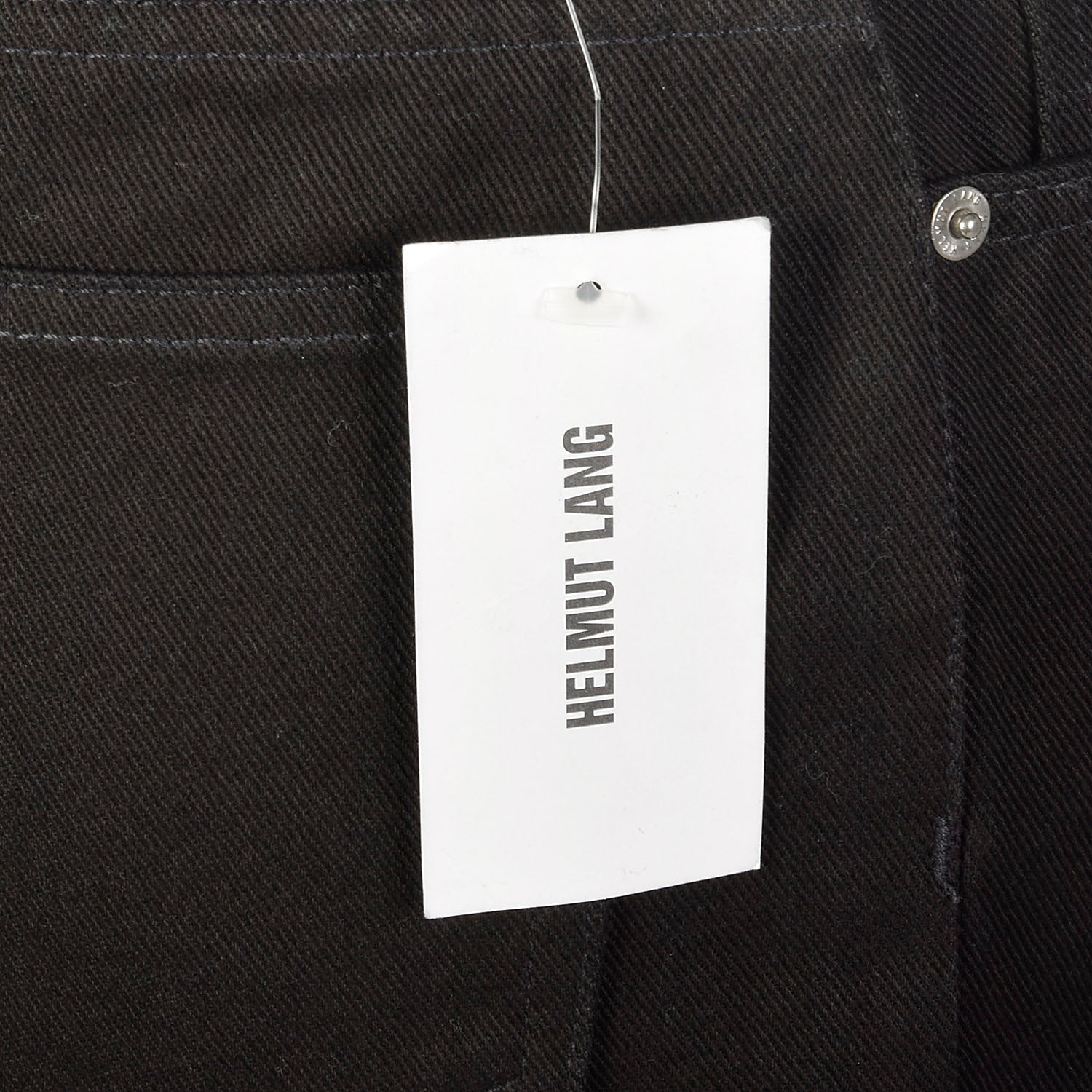 Small Helmut Lang Spring 2003 Black Jeans White Applique Designer Cotton Pants