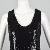 Small 1980s Black Sequin Shift Dress