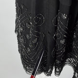 1920s Black Silk Chiffon Dress with Steel Beads