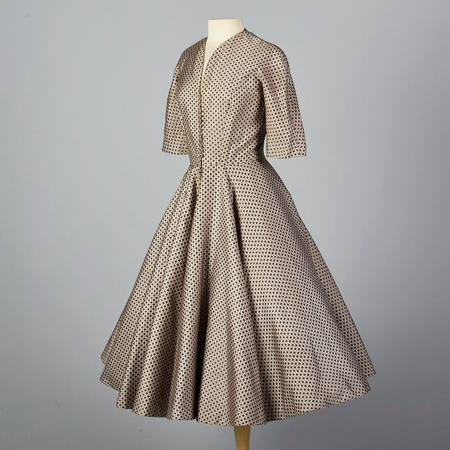 1950s Norman Norell Silk Brocade Cocktail Dress