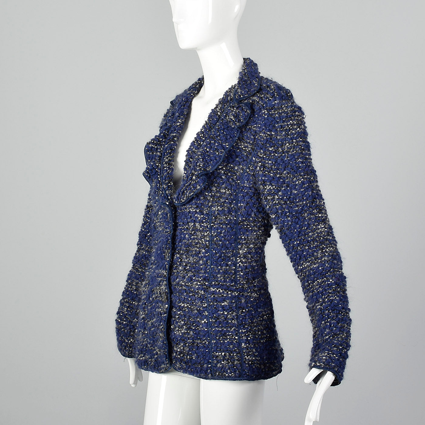 1990s Armani Collezioni Blue Knit Cardigan