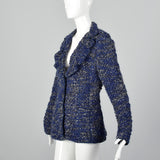 1990s Armani Collezioni Blue Knit Cardigan