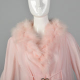 Claire Sandra by Lucie Ann Pink Neglige Robe with Feather Collar