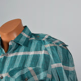 1990s Ted Lapidus Mens Blue Plaid Shirt
