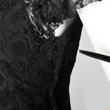 1930s Black Lace Dress with Sheer Flutter Sleeves
