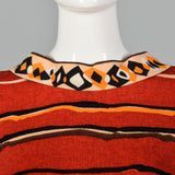 1970s Goldworm Red Abstract Print Dress