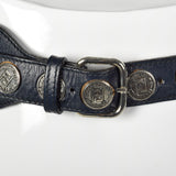 1980s Fendi Black Leather Belt with Snakeskin