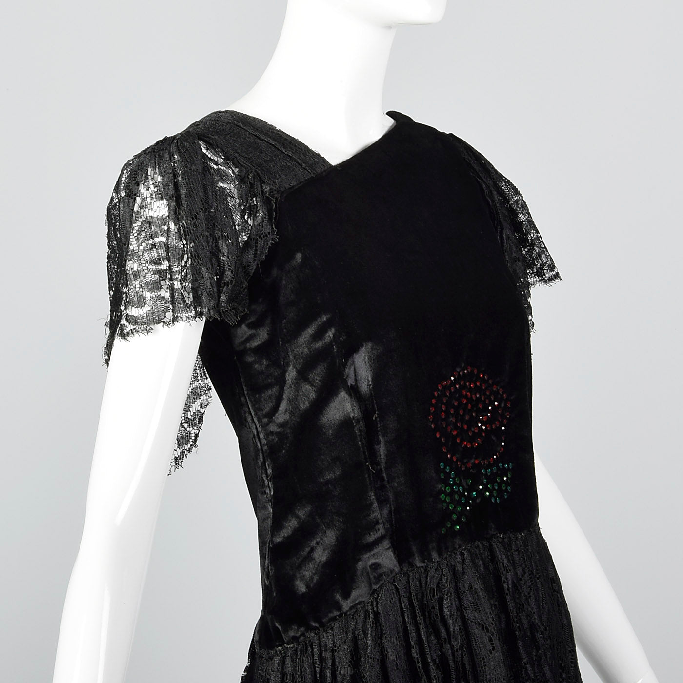 1920s Style Black Lace Dress