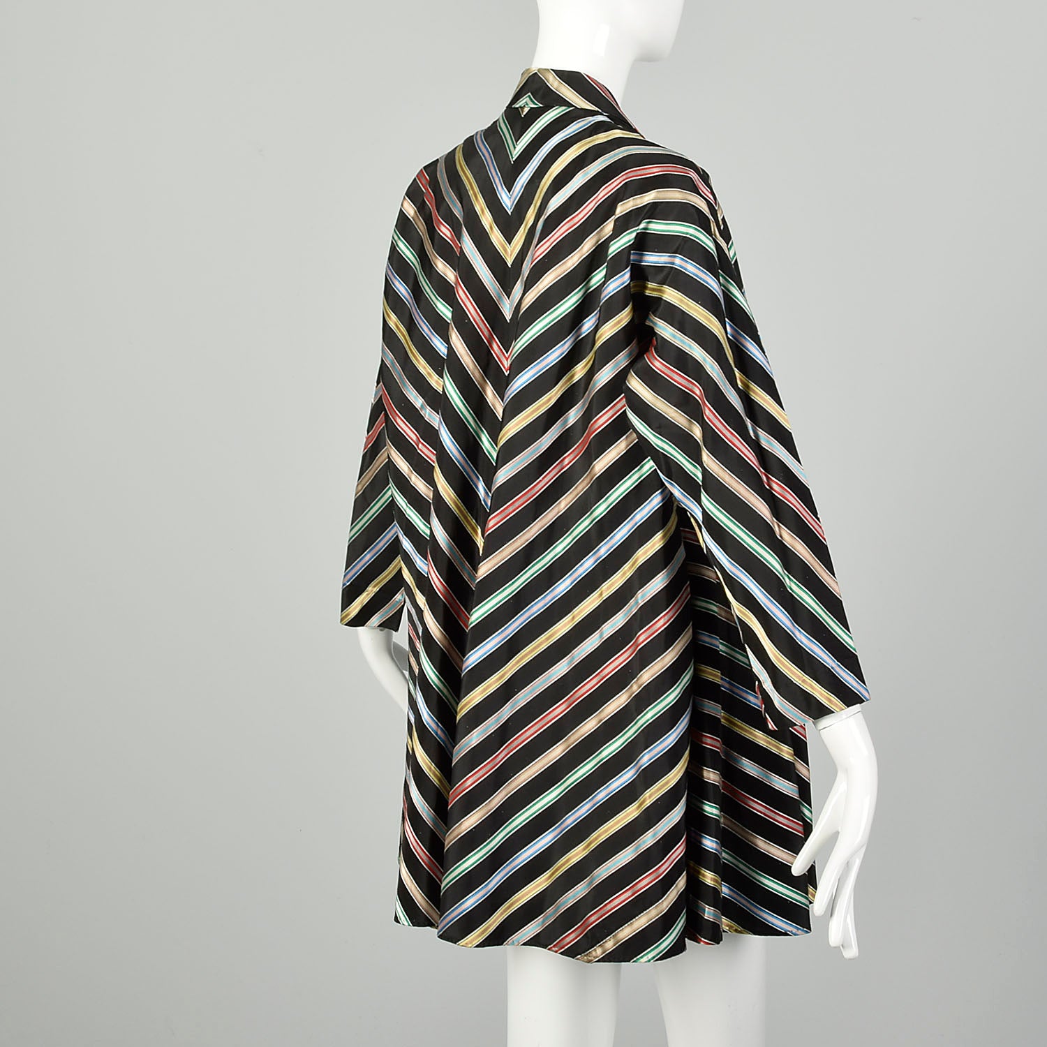 1950s Maxan Swing Jacket Taffeta Ribbon Stripe Dolman Sleeves Chevron Stripe Back