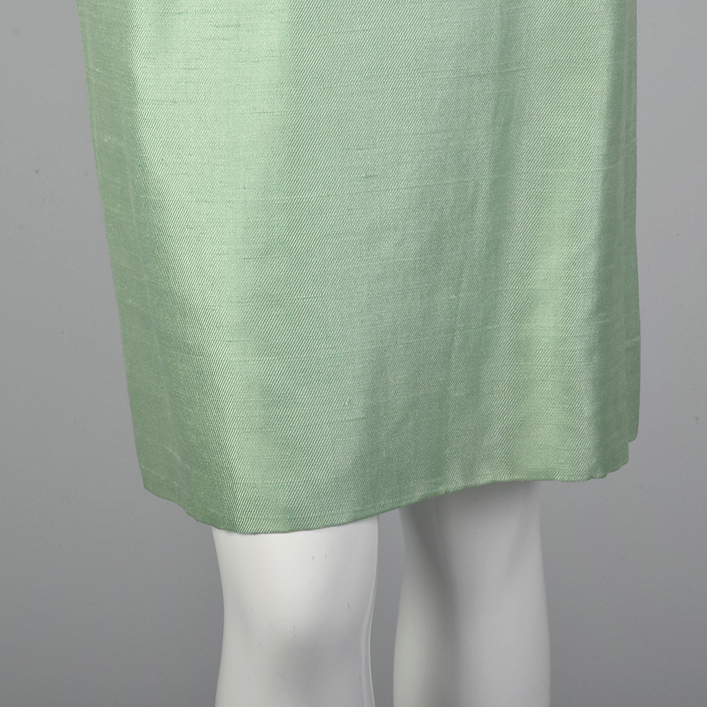 1960s Green Silk Dress with Faux Two-Piece Look