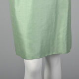 1960s Green Silk Dress with Faux Two-Piece Look