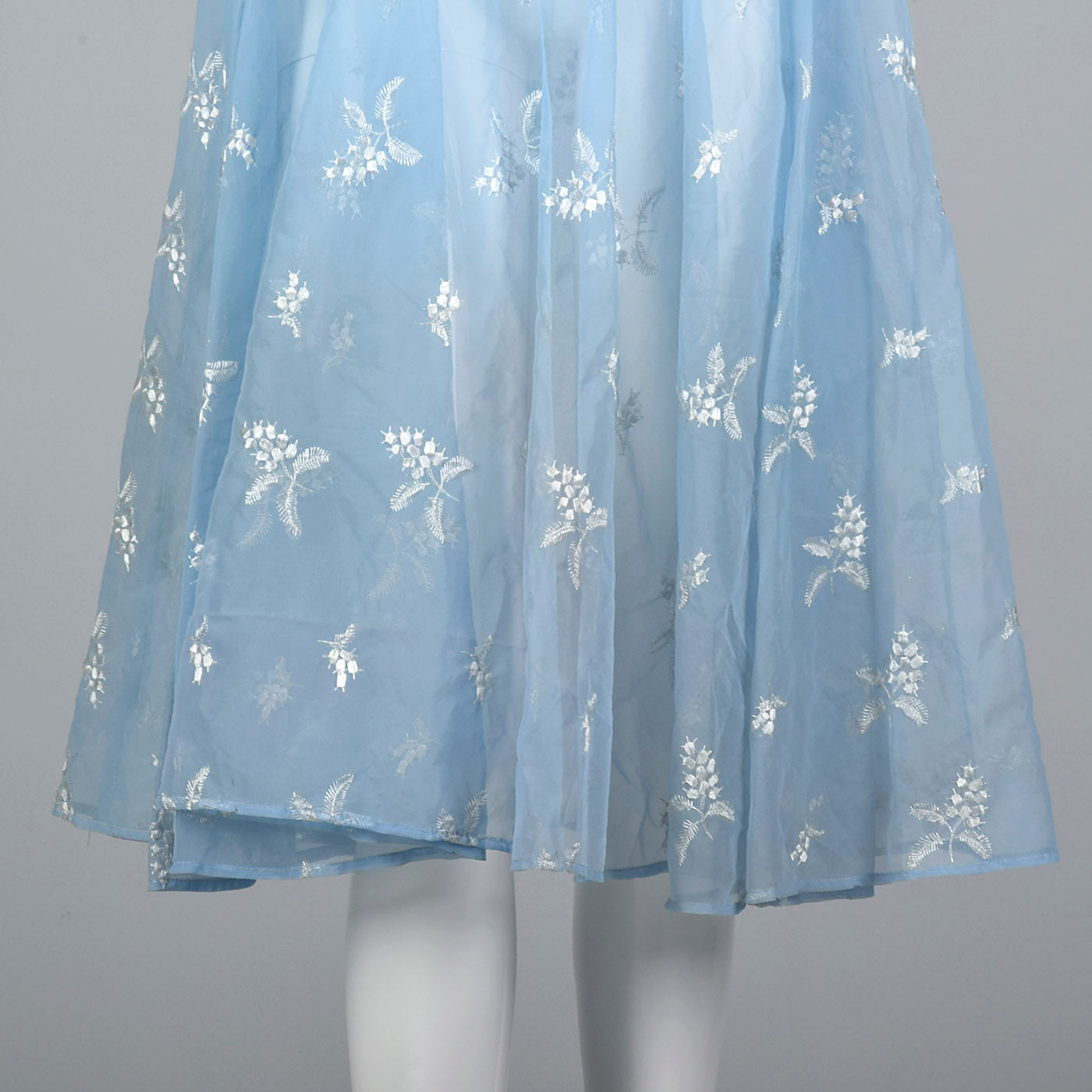 1950s Sheer Blue Fit and Flare Dress