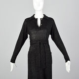 Large 1970s Black Lurex Knit Dress