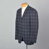 1950s Mens Wool Jacket in Blue and Gray Check