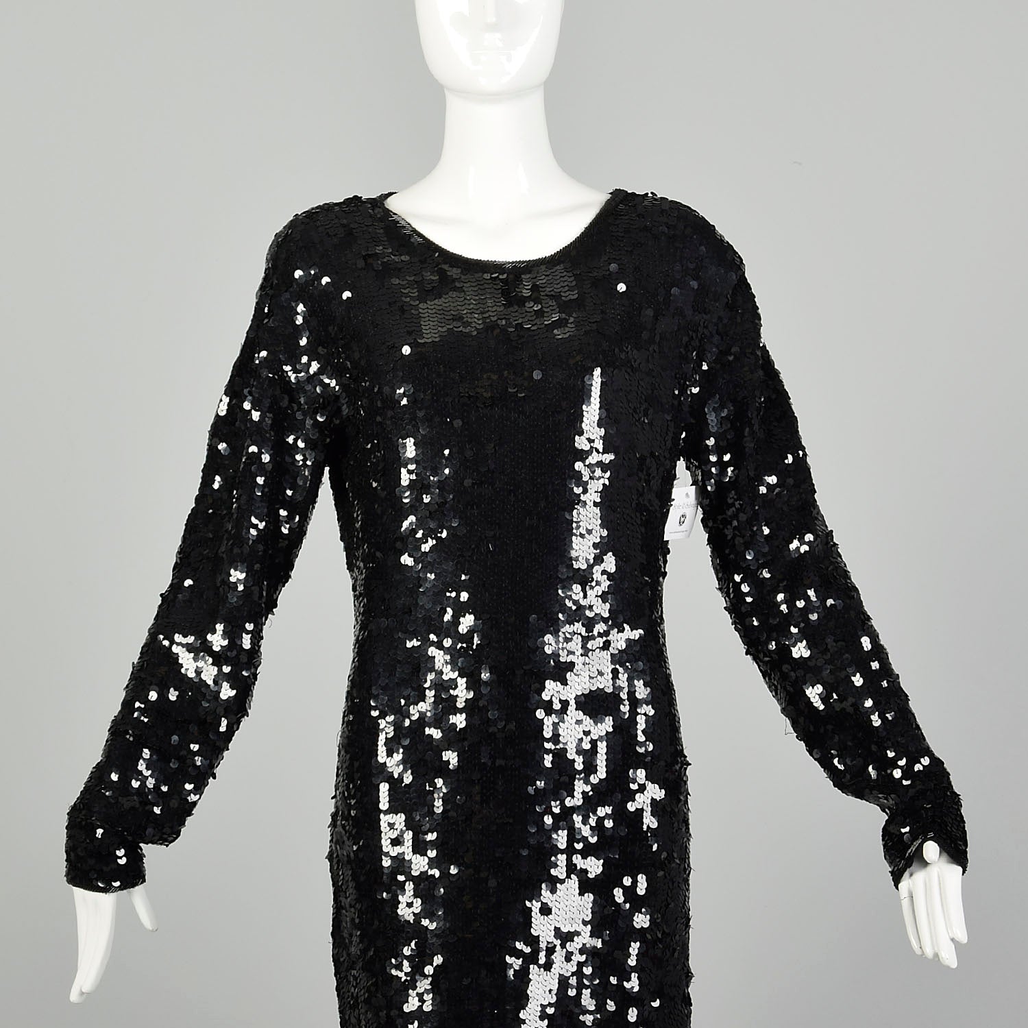 Large Black Sequin Sweater Dress Formal Evening Cocktail Modest Long S Style & Salvage Large Black Sequin Sweater Dress Formal Evening Cocktail Modest Long S Style & Salvage