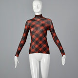 Jean Paul Gaultier Classique Tartan Plaid Stretch Mesh Top