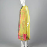 1960s Silk Floral Dress with Color Block Cape