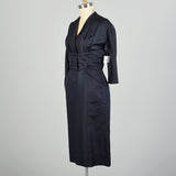Large 1950s Bonwit Teller Dark Navy Blue Silk Cocktail Dress